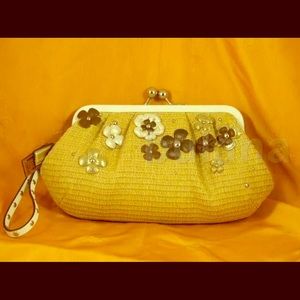 COACH NATALIE FLORAL STRAW CLUTCH STYLE 45266 NWOT